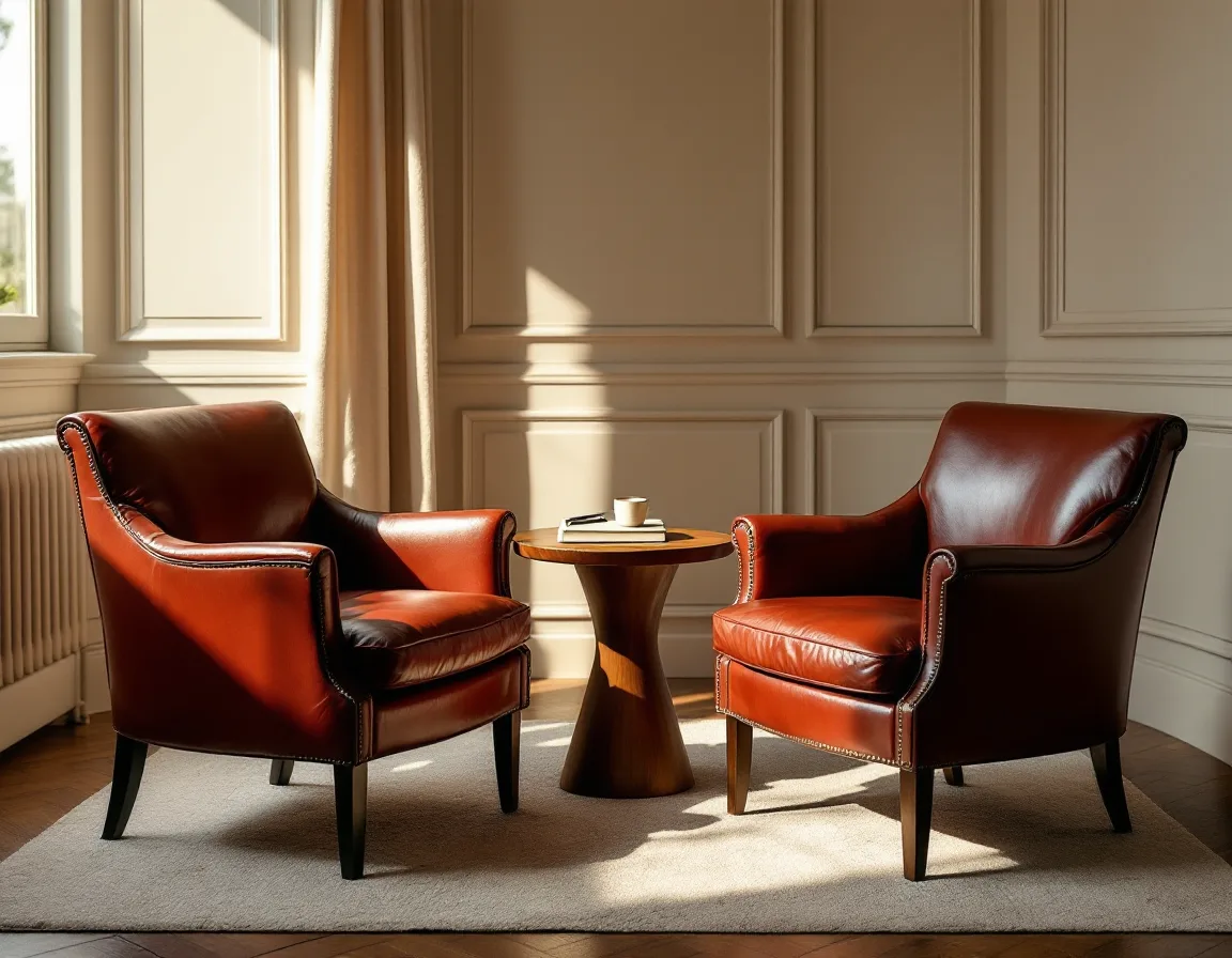 Two leather chairs set for a private coaching conversation